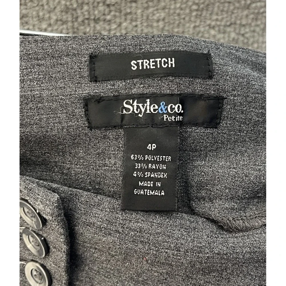 Style & Co Petite Stretch Flare Dress Pants Womens Sz 4P Gray Back Pockets Y2K